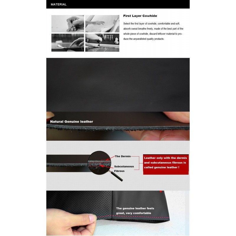 Loncky Auto Custom Fit OEM Black Genuine Leather Steering Wheel Covers